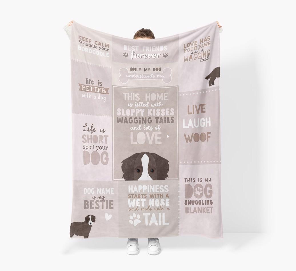 Patchwork Quotes: Personalized {breedFullName} Premium Sherpa Fleece Blanket