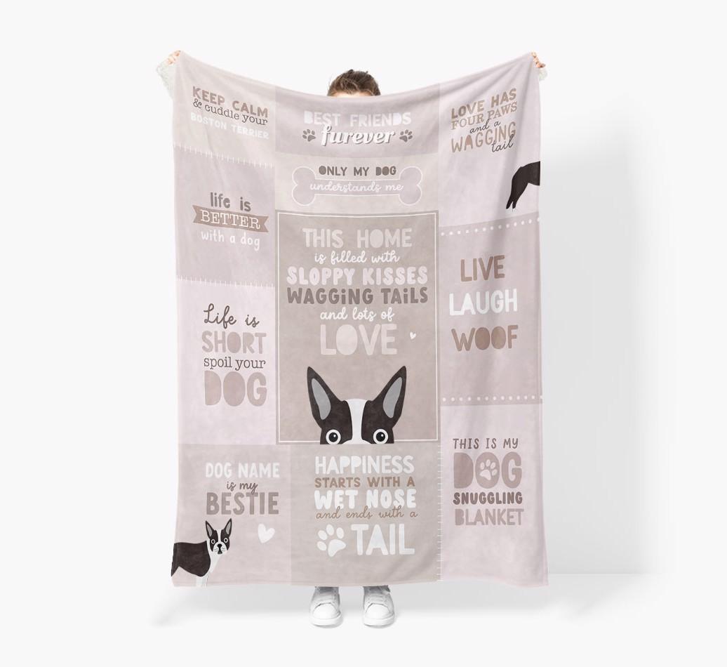 Patchwork Quotes: Personalized {breedFullName} Premium Sherpa Fleece Blanket