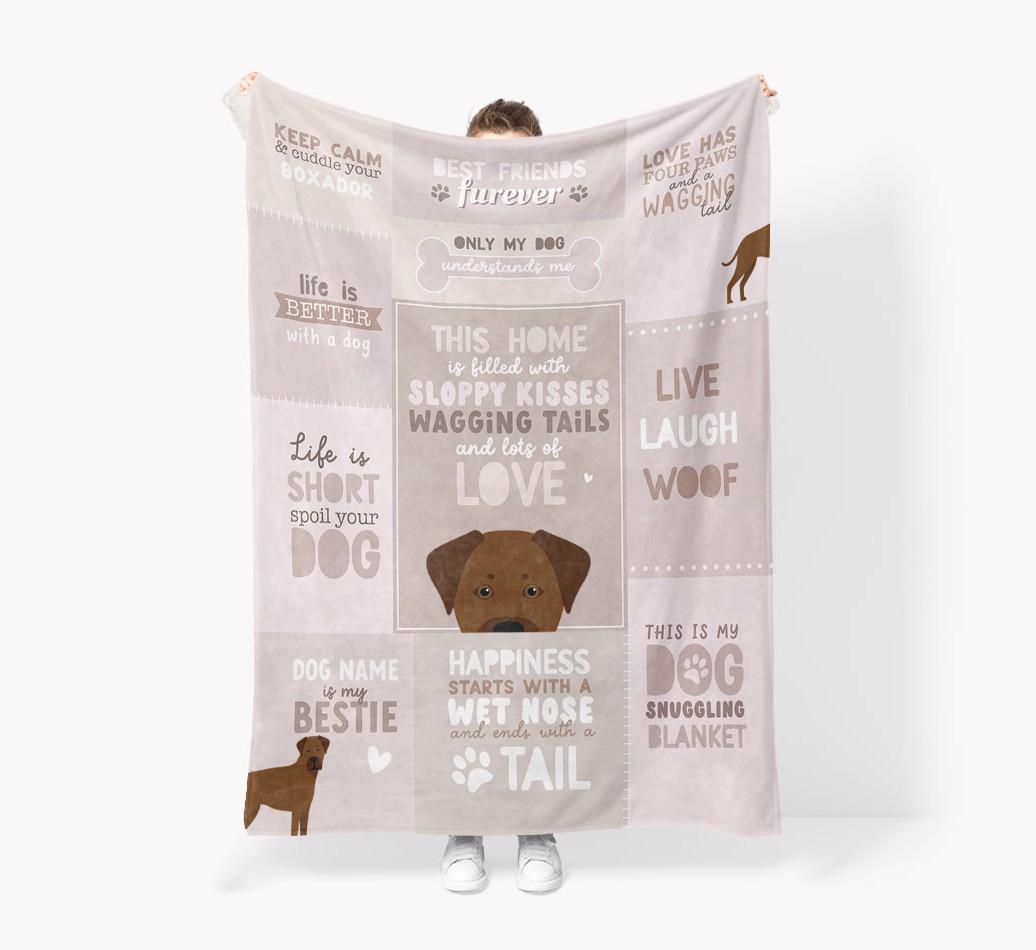 Patchwork Quotes: Personalized {breedFullName} Premium Sherpa Fleece Blanket