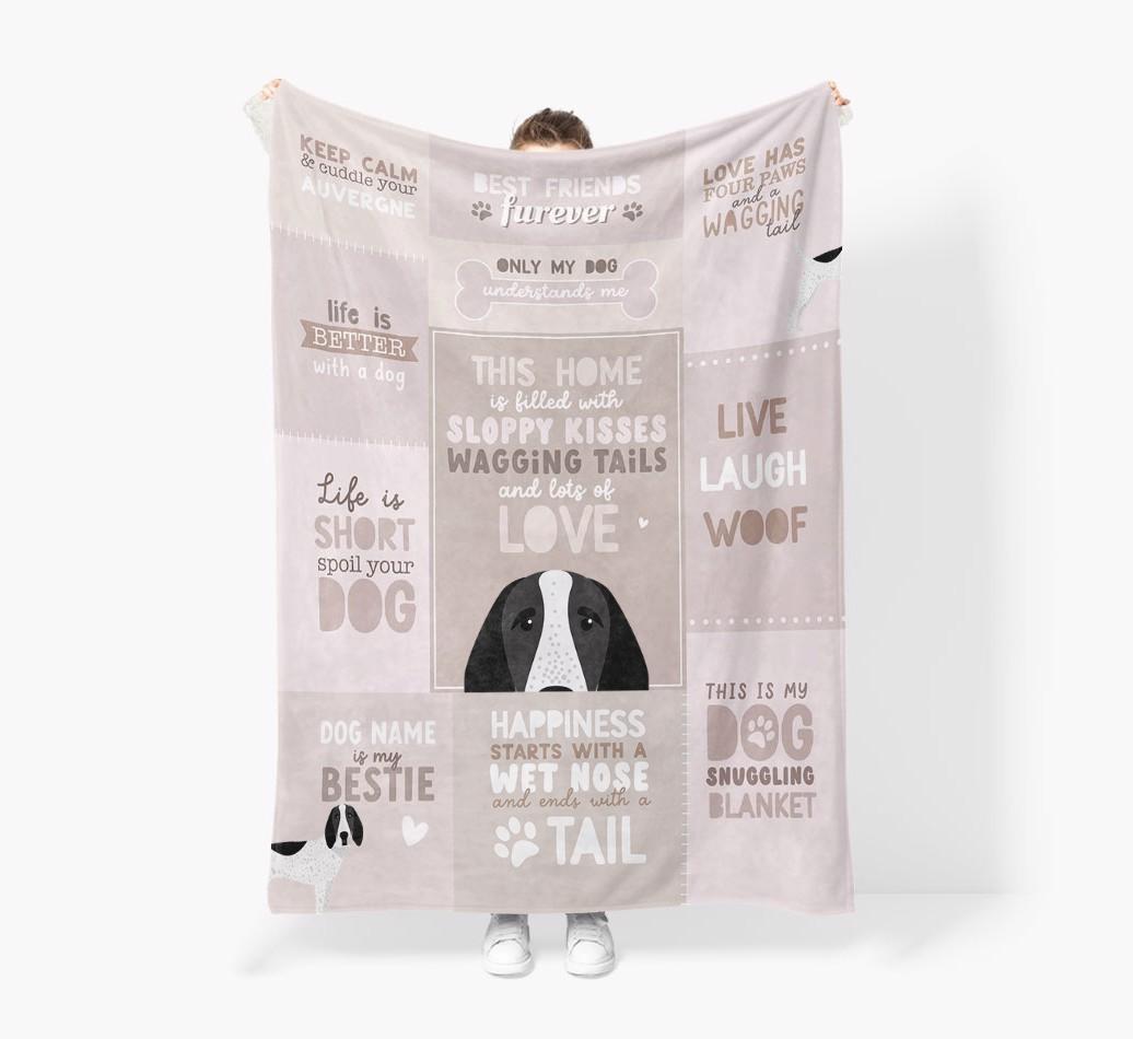Patchwork Quotes: Personalized {breedFullName} Premium Sherpa Fleece Blanket