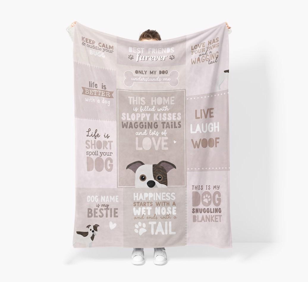 Patchwork Quotes: Personalized {breedFullName} Premium Sherpa Fleece Blanket