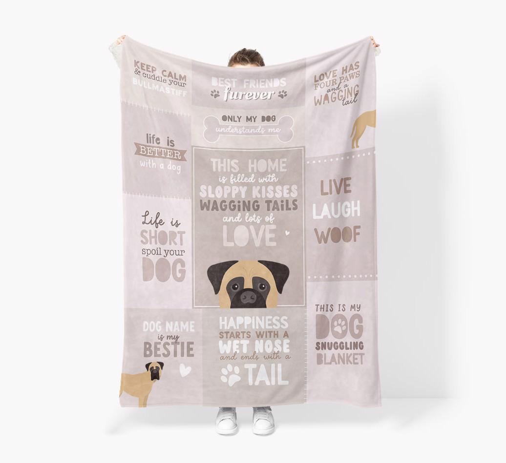 Patchwork Quotes: Personalized {breedFullName} Premium Sherpa Fleece Blanket