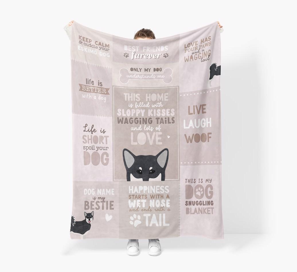 Patchwork Quotes: Personalized {breedFullName} Premium Sherpa Fleece Blanket