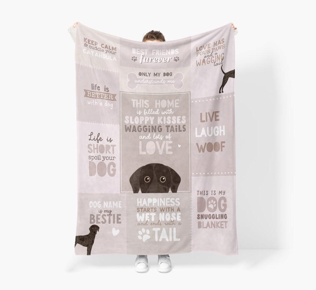 Patchwork Quotes: Personalized {breedFullName} Premium Sherpa Fleece Blanket