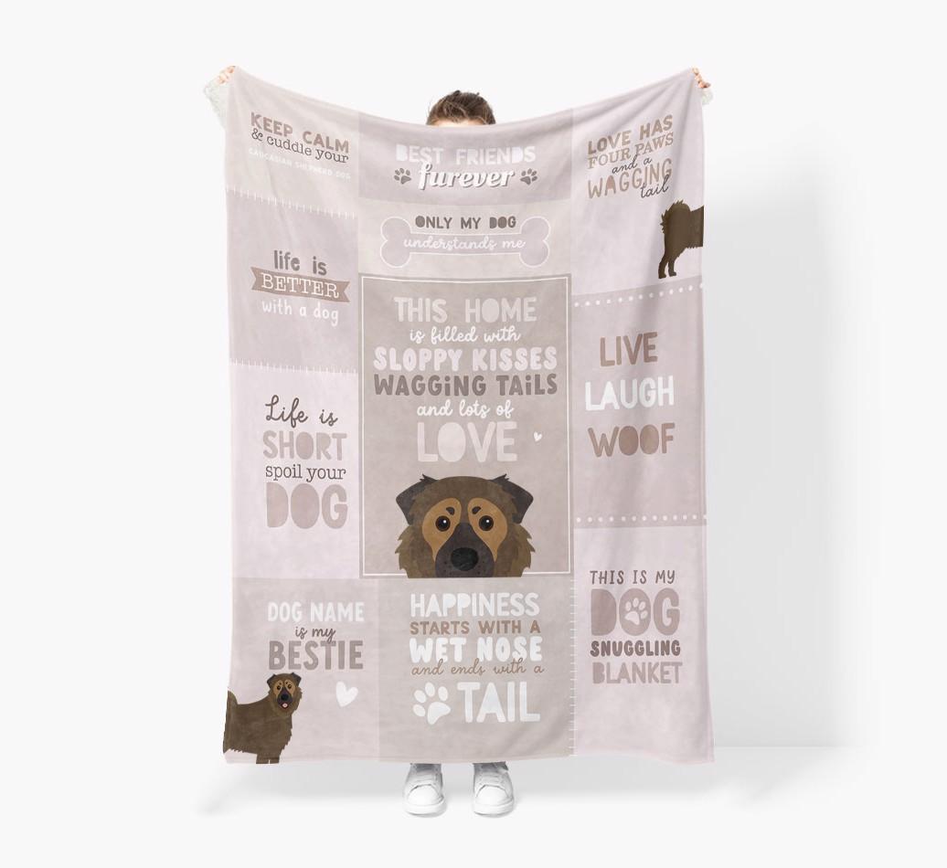 Patchwork Quotes: Personalized {breedFullName} Premium Sherpa Fleece Blanket