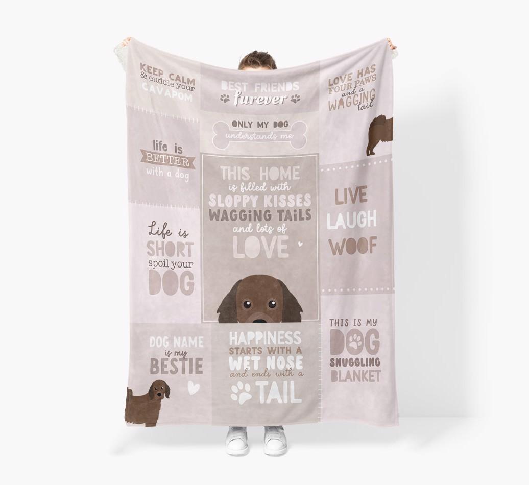 Patchwork Quotes: Personalized {breedFullName} Premium Sherpa Fleece Blanket