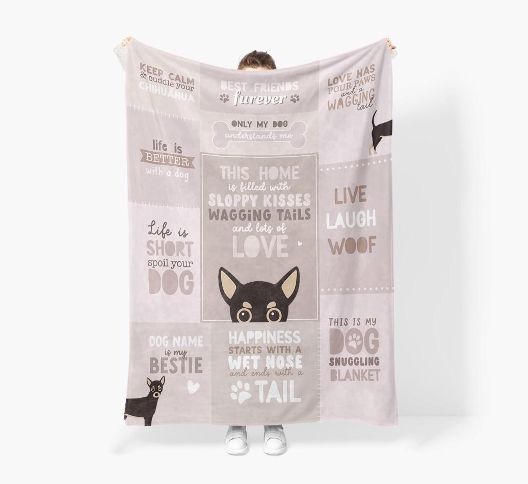 Patchwork Quotes: Personalized {breedFullName} Premium Sherpa Fleece Blanket