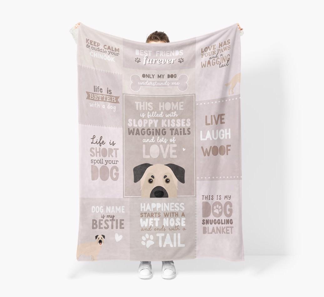 Patchwork Quotes: Personalized {breedFullName} Premium Sherpa Fleece Blanket