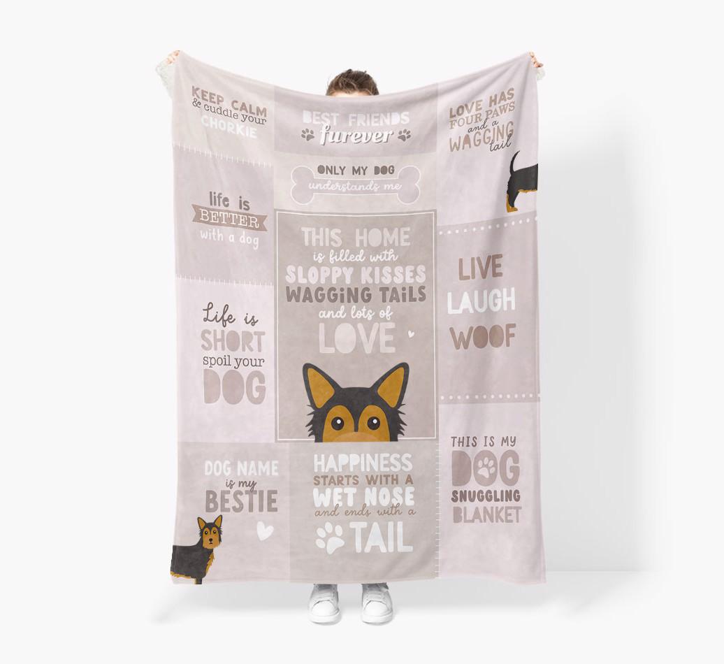 Patchwork Quotes: Personalized {breedFullName} Premium Sherpa Fleece Blanket