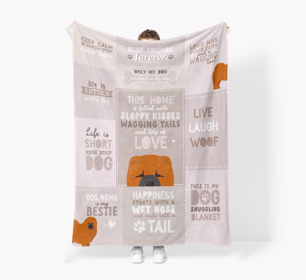 Patchwork Quotes: Personalized {breedFullName} Premium Sherpa Fleece Blanket