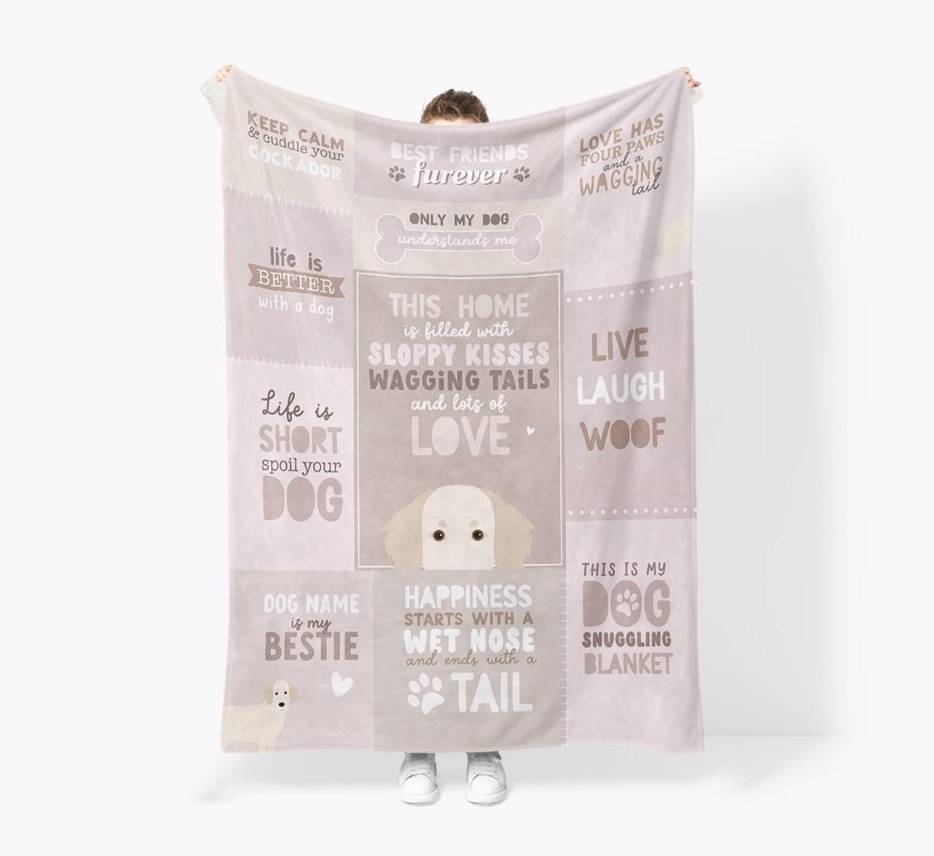 Patchwork Quotes: Personalized {breedFullName} Premium Sherpa Fleece Blanket