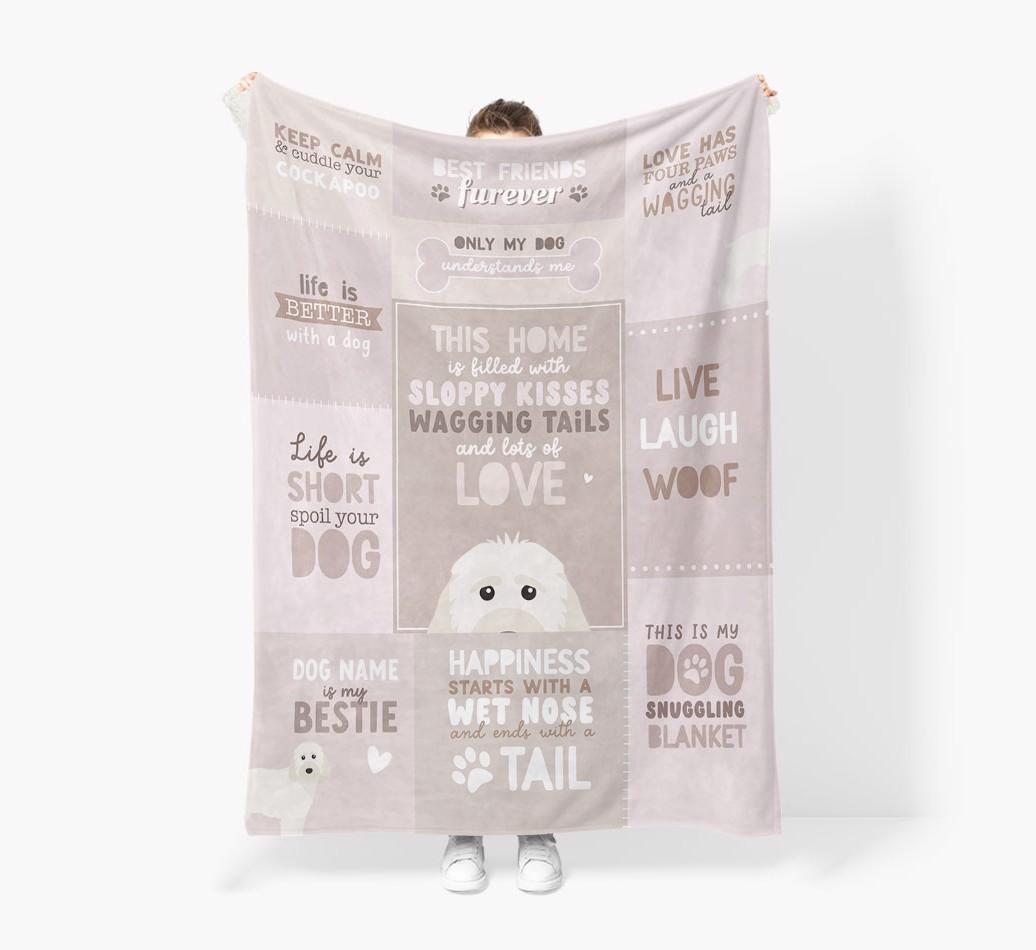 Patchwork Quotes: Personalized {breedFullName} Premium Sherpa Fleece Blanket