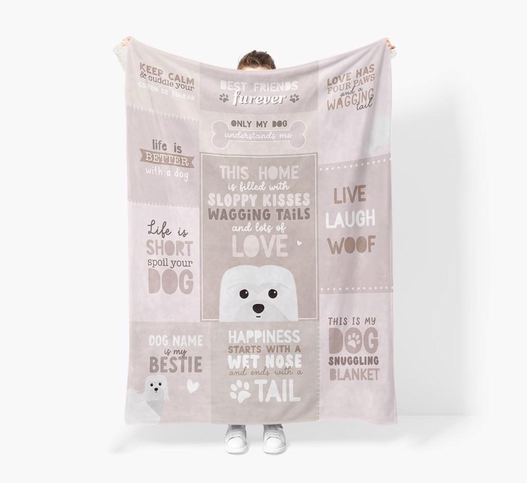 Patchwork Quotes: Personalized {breedFullName} Premium Sherpa Fleece Blanket