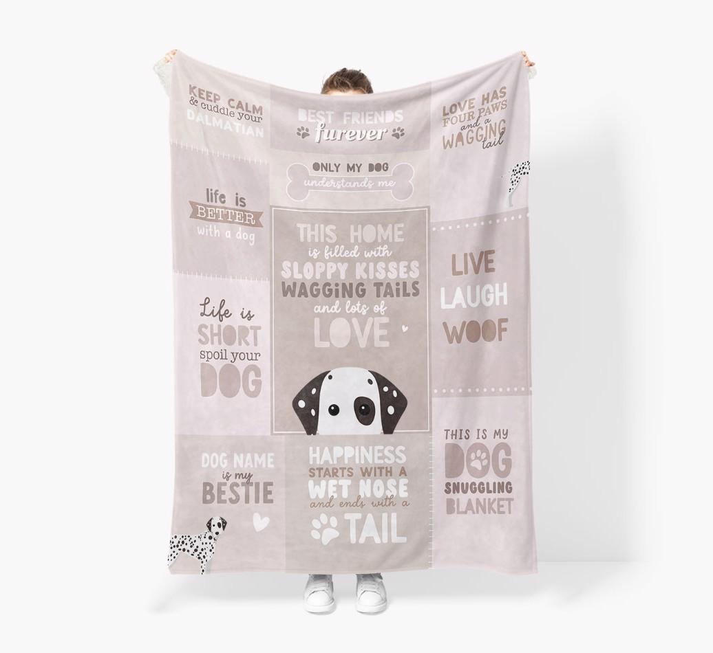 Patchwork Quotes: Personalised {breedFullName} Premium Sherpa Fleece Blanket