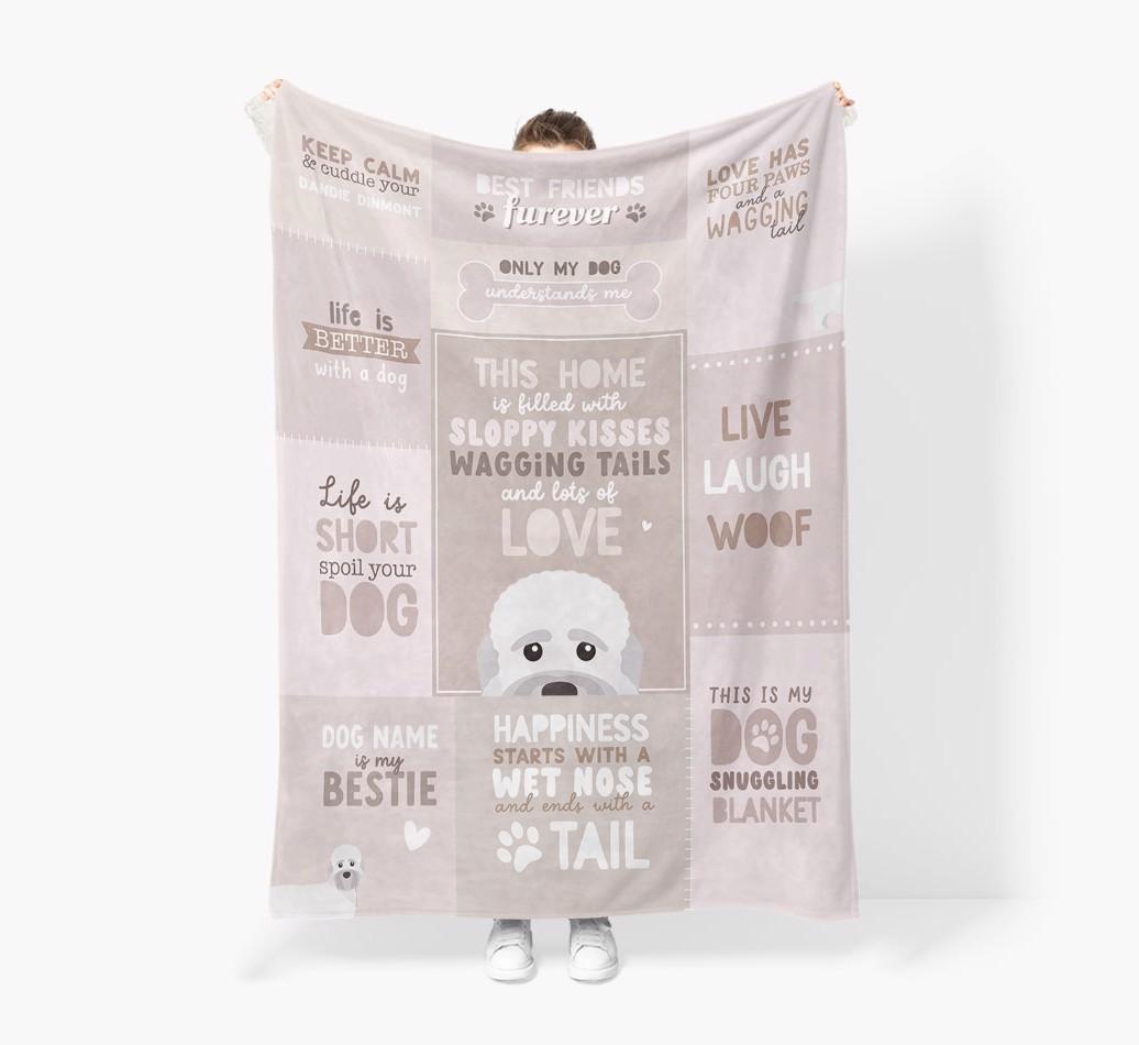 Patchwork Quotes: Personalized {breedFullName} Premium Sherpa Fleece Blanket