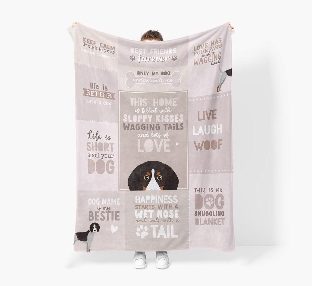 Patchwork Quotes: Personalized {breedFullName} Premium Sherpa Fleece Blanket