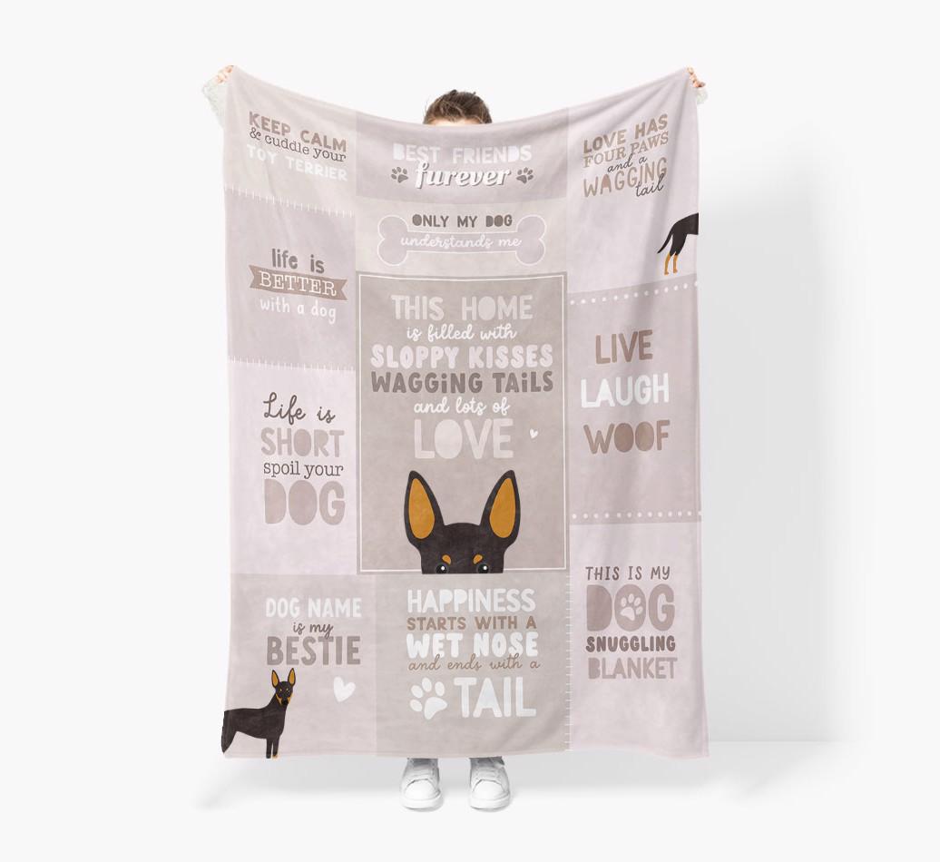 Patchwork Quotes: Personalized {breedFullName} Premium Sherpa Fleece Blanket