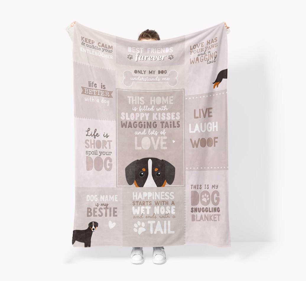 Patchwork Quotes: Personalized {breedFullName} Premium Sherpa Fleece Blanket