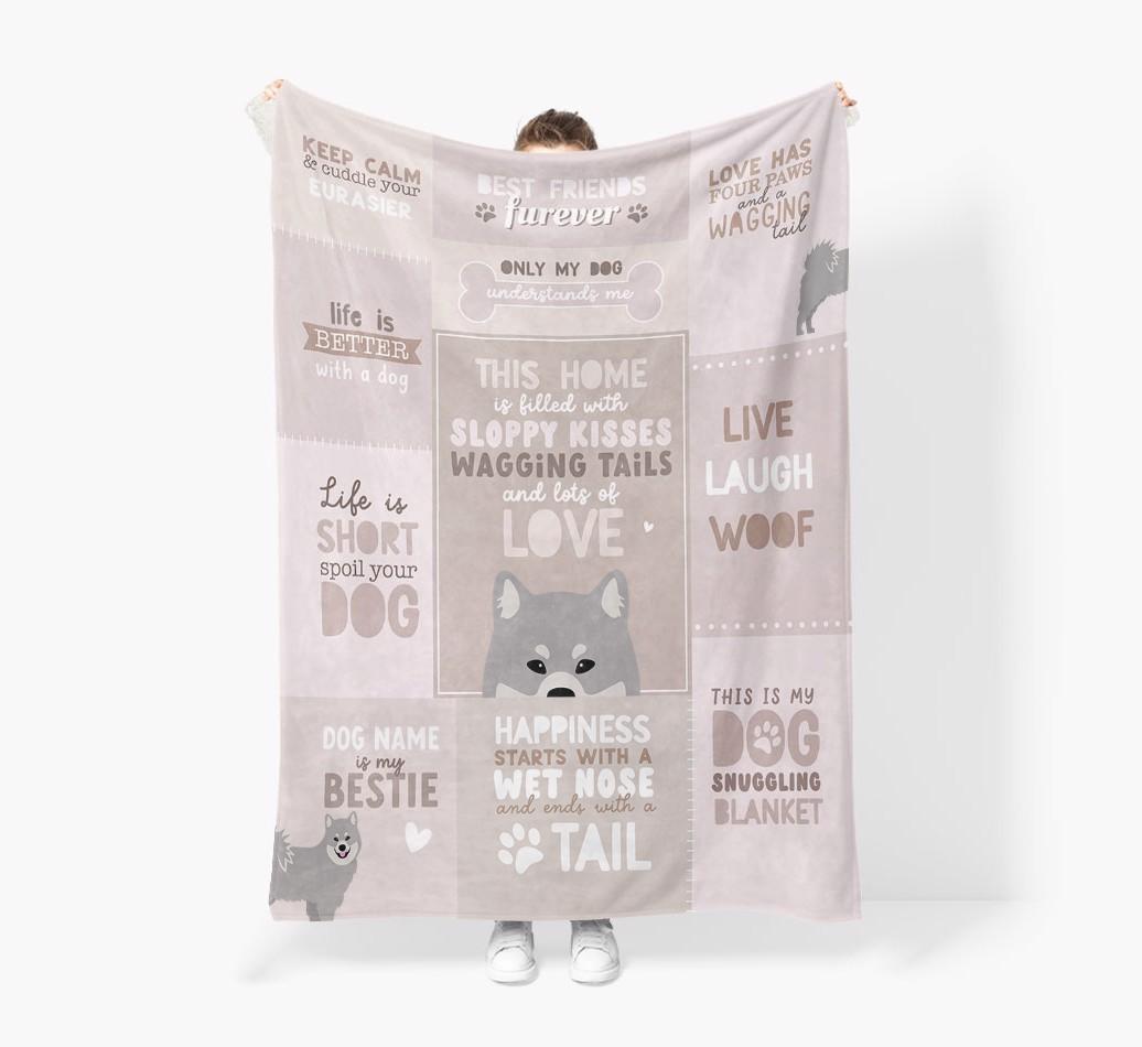 Patchwork Quotes: Personalized {breedFullName} Premium Sherpa Fleece Blanket