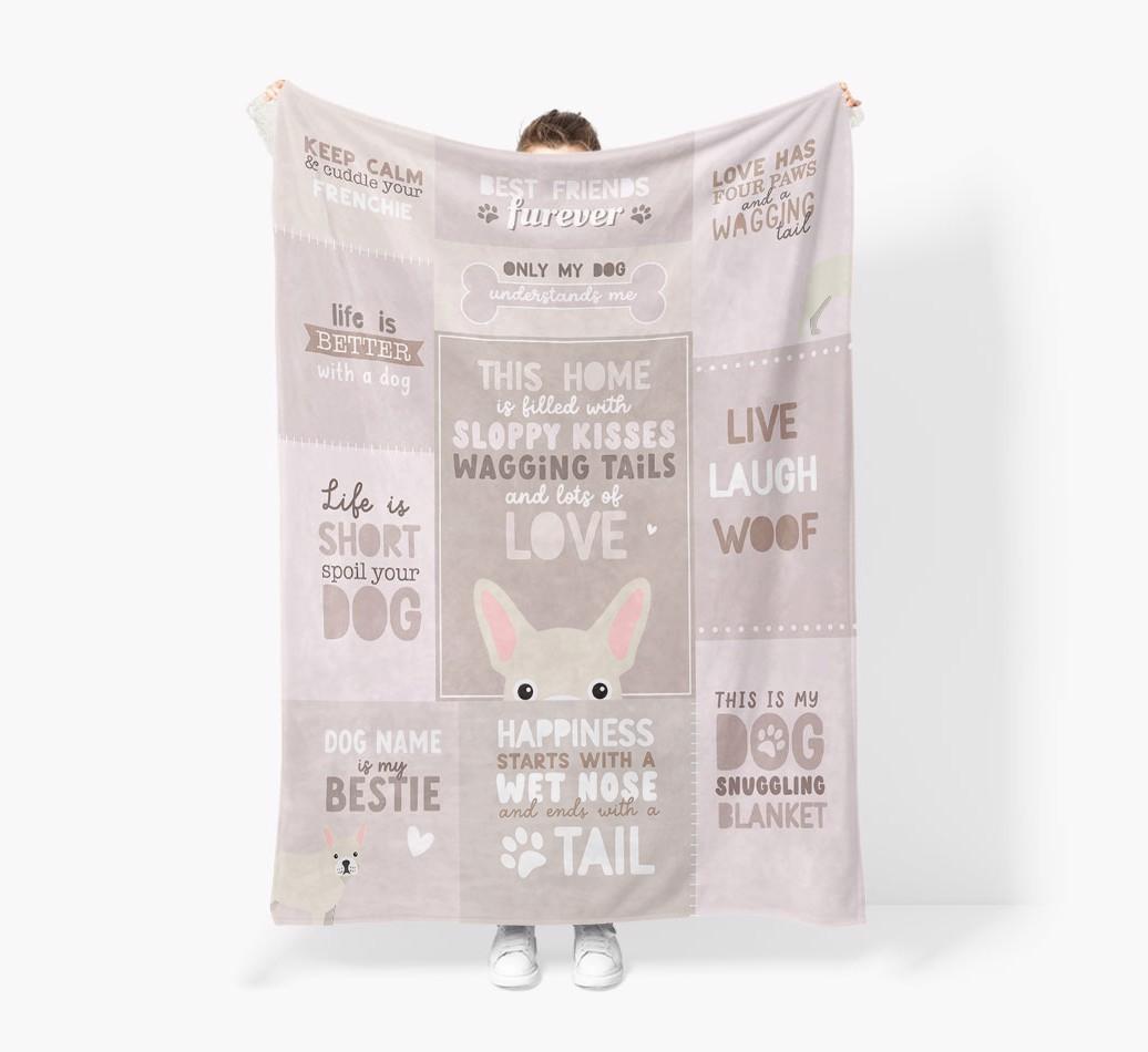 Patchwork Quotes: Personalized {breedFullName} Premium Sherpa Fleece Blanket