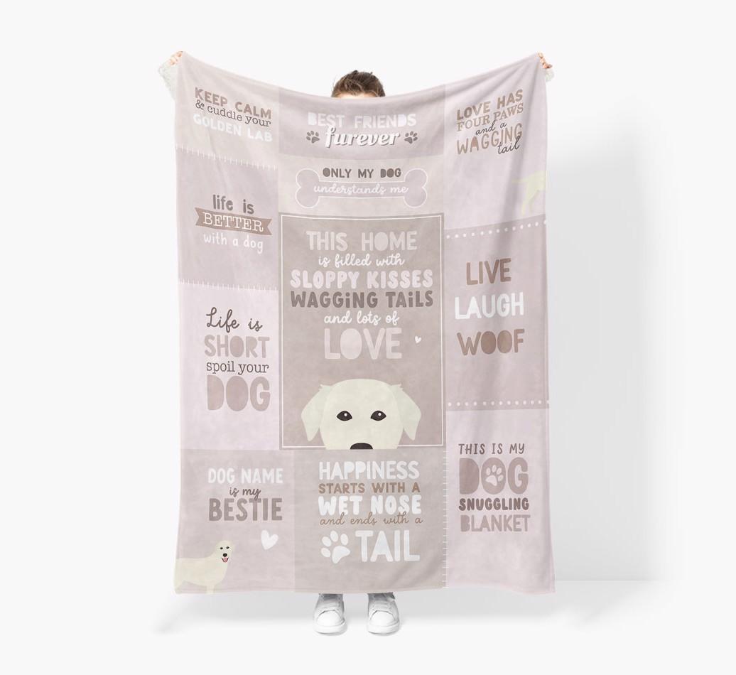 Patchwork Quotes: Personalised {breedFullName} Premium Sherpa Fleece Blanket