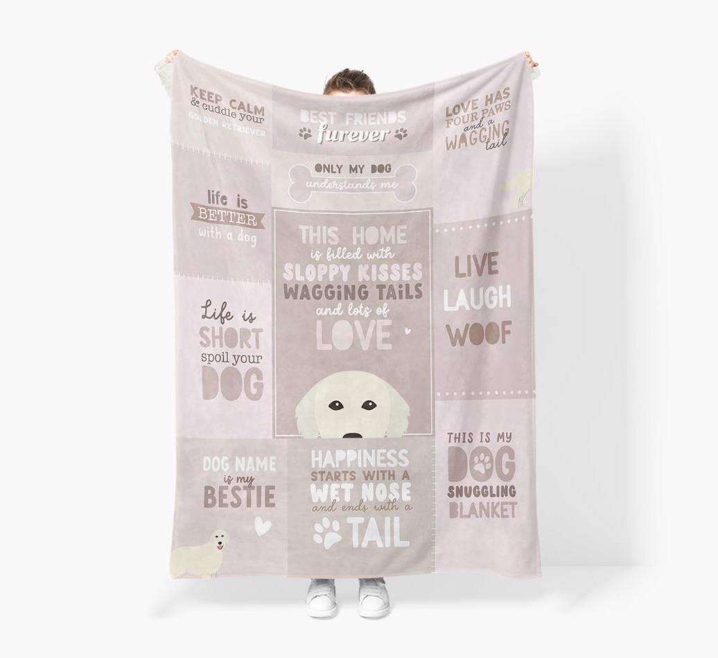 Patchwork Quotes: Personalized {breedFullName} Premium Sherpa Fleece Blanket