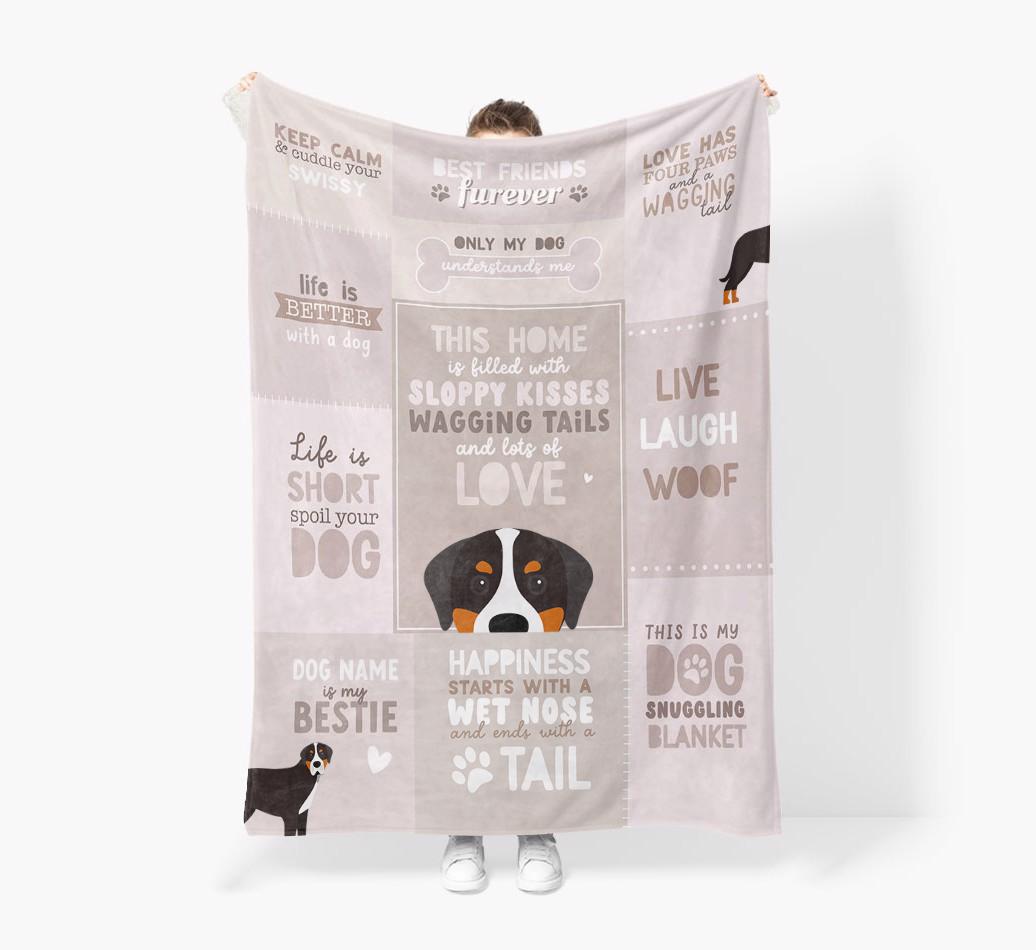 Patchwork Quotes: Personalized {breedFullName} Premium Sherpa Fleece Blanket