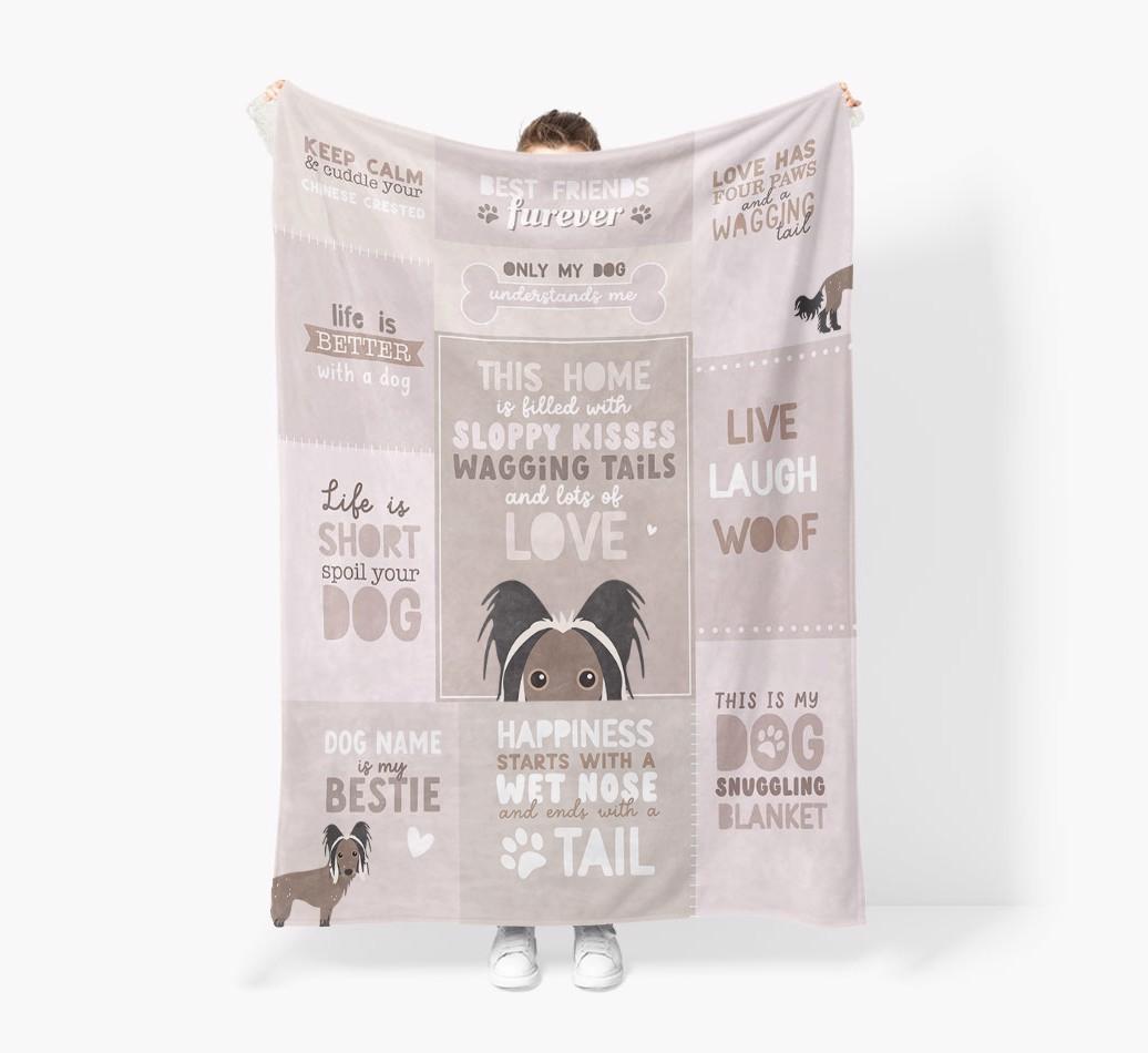Patchwork Quotes: Personalized {breedFullName} Premium Sherpa Fleece Blanket