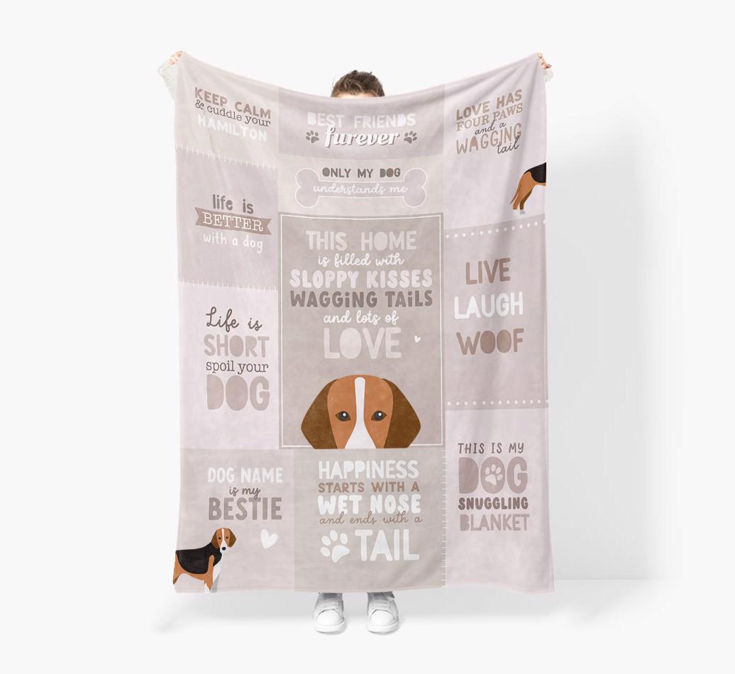 Patchwork Quotes: Personalized {breedFullName} Premium Sherpa Fleece Blanket
