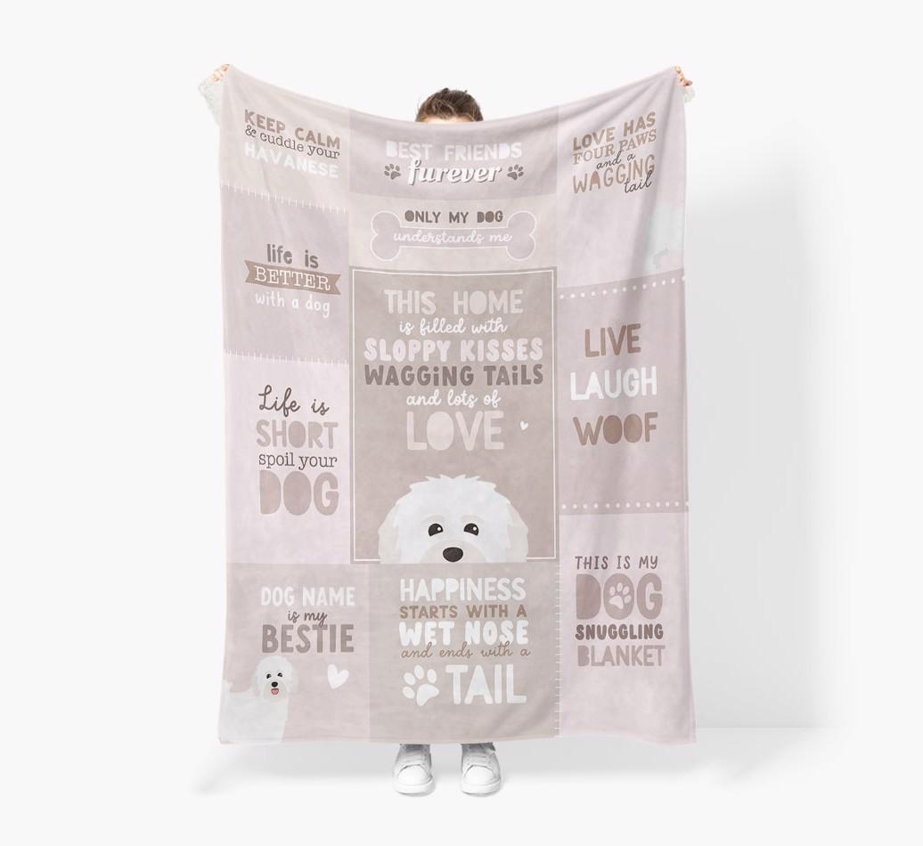 Patchwork Quotes: Personalized {breedFullName} Premium Sherpa Fleece Blanket