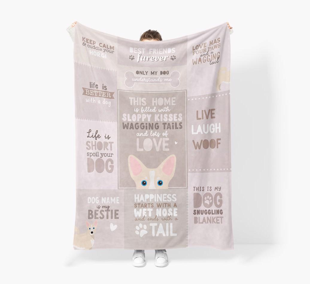 Patchwork Quotes: Personalized {breedFullName} Premium Sherpa Fleece Blanket