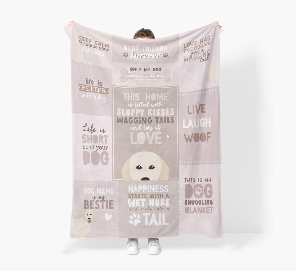 Patchwork Quotes: Personalized {breedFullName} Premium Sherpa Fleece Blanket