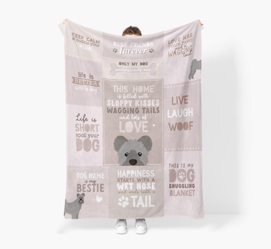 Patchwork Quotes: Personalized {breedFullName} Premium Sherpa Fleece Blanket