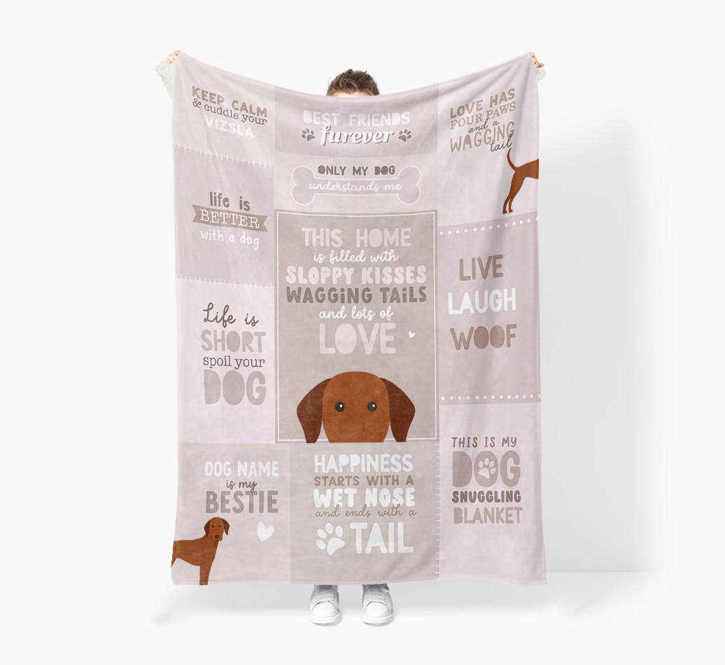 Patchwork Quotes: Personalised {breedFullName} Premium Sherpa Fleece Blanket