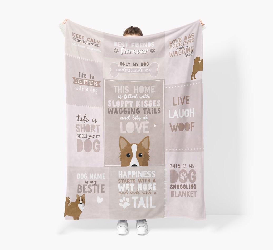 Patchwork Quotes: Personalized {breedFullName} Premium Sherpa Fleece Blanket