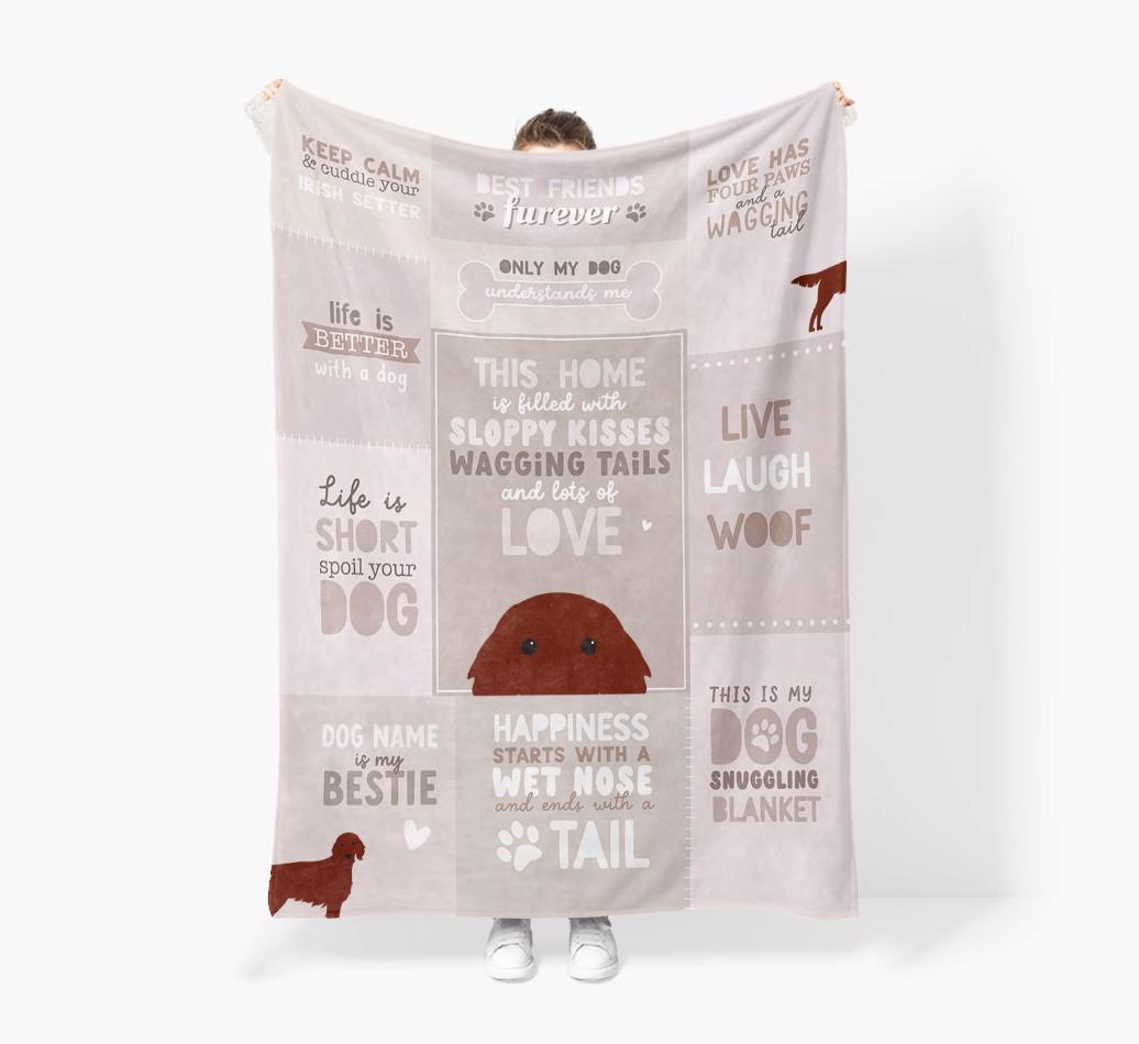 Patchwork Quotes: Personalized {breedFullName} Premium Sherpa Fleece Blanket