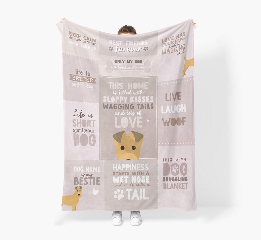Patchwork Quotes: Personalized {breedFullName} Premium Sherpa Fleece Blanket