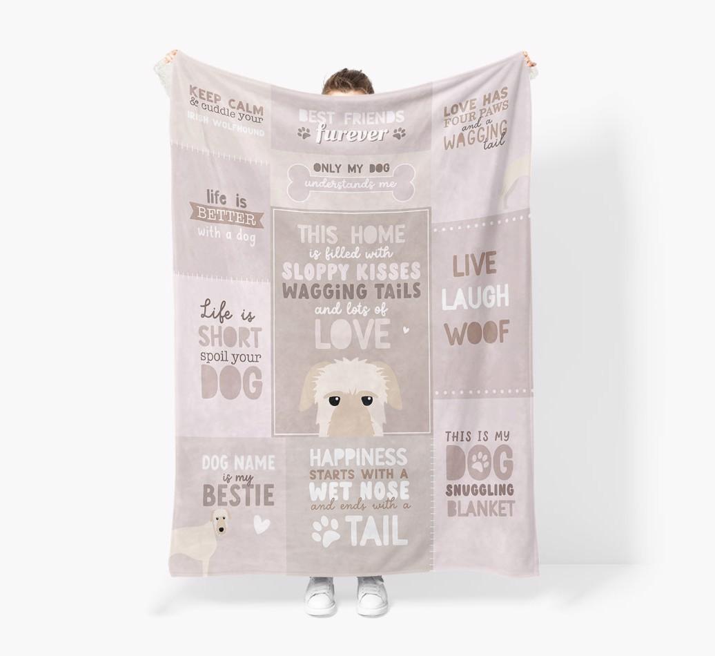 Patchwork Quotes: Personalized {breedFullName} Premium Sherpa Fleece Blanket