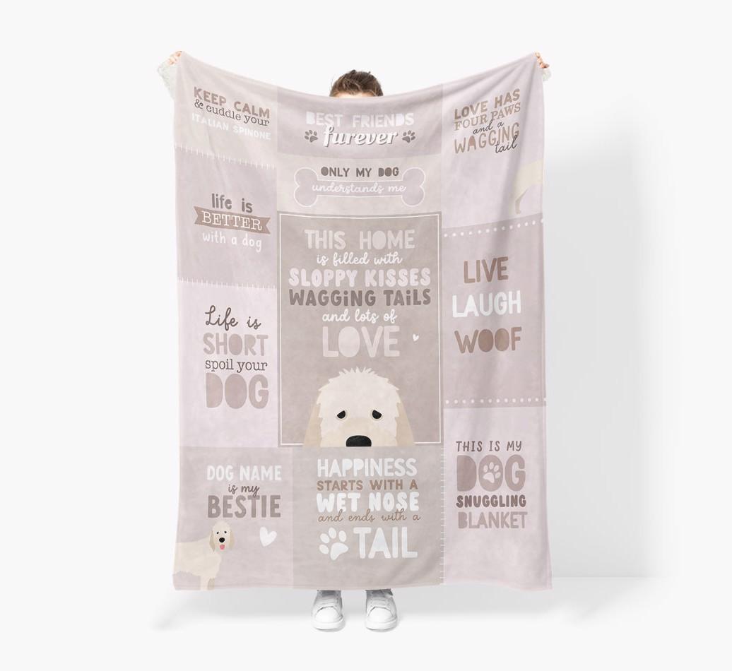 Patchwork Quotes: Personalized {breedFullName} Premium Sherpa Fleece Blanket