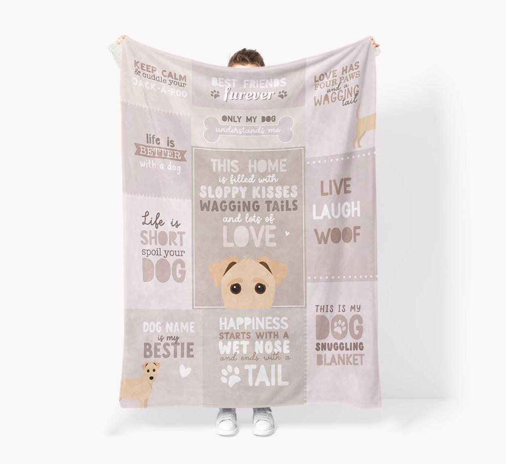 Patchwork Quotes: Personalized {breedFullName} Premium Sherpa Fleece Blanket