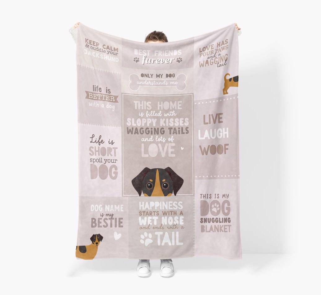 Patchwork Quotes: Personalized {breedFullName} Premium Sherpa Fleece Blanket