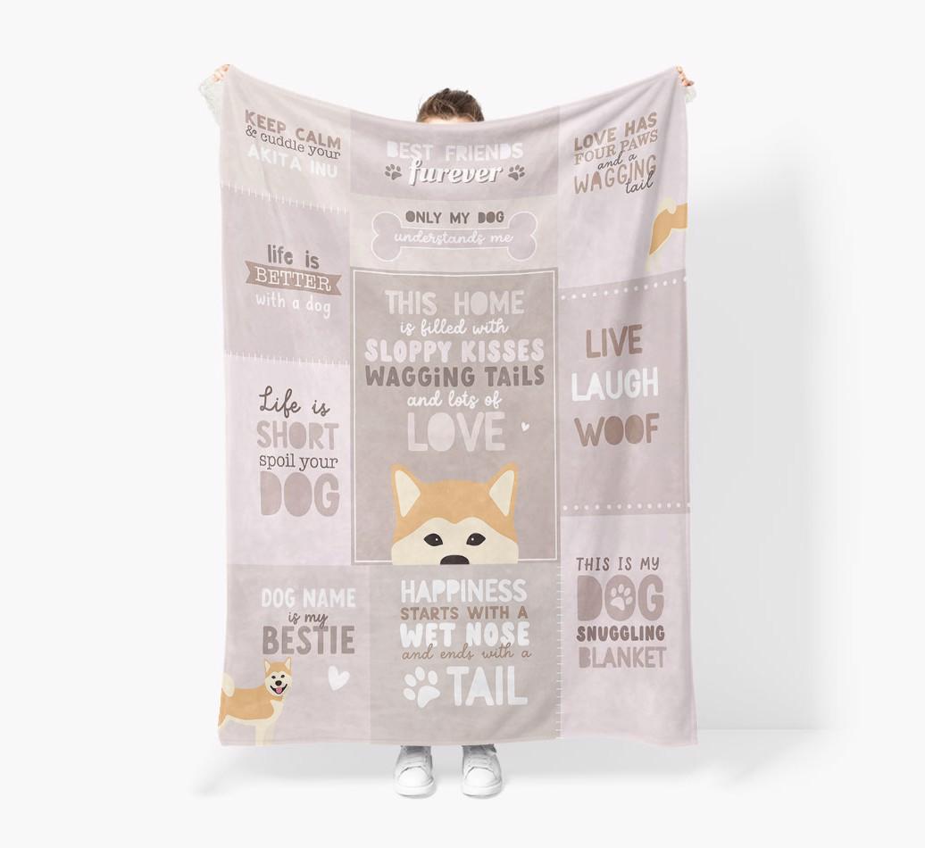 Patchwork Quotes: Personalized {breedFullName} Premium Sherpa Fleece Blanket
