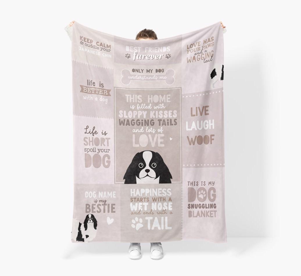 Patchwork Quotes: Personalized {breedFullName} Premium Sherpa Fleece Blanket