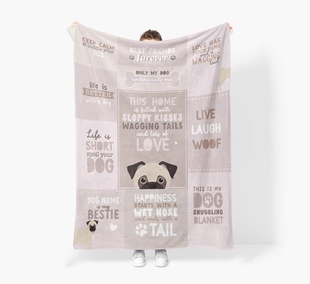 Patchwork Quotes: Personalized {breedFullName} Premium Sherpa Fleece Blanket
