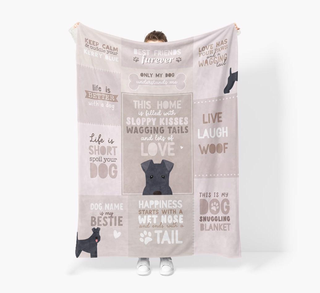 Patchwork Quotes: Personalized {breedFullName} Premium Sherpa Fleece Blanket