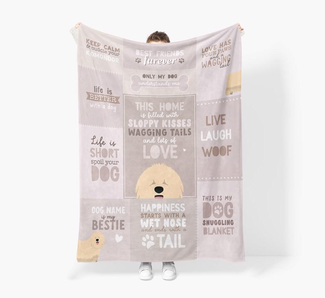 Patchwork Quotes: Personalized {breedFullName} Premium Sherpa Fleece Blanket