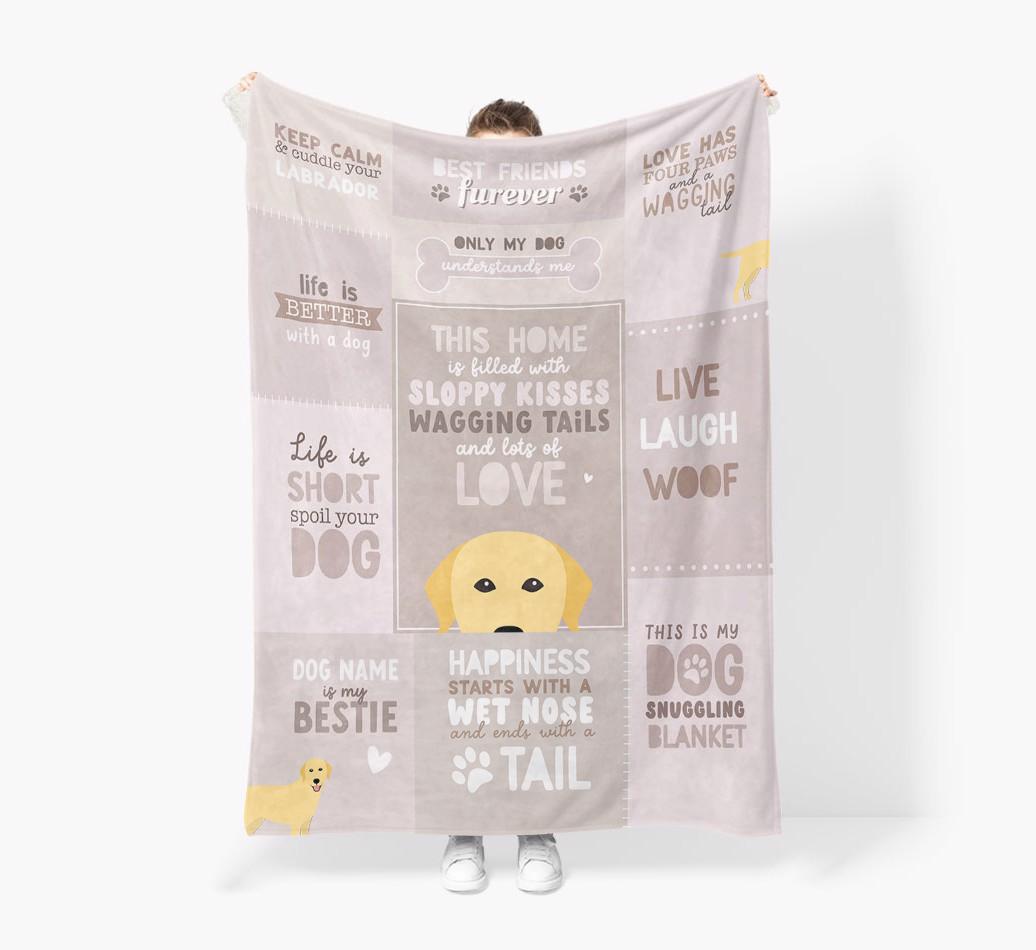 Patchwork Quotes: Personalized {breedFullName} Premium Sherpa Fleece Blanket