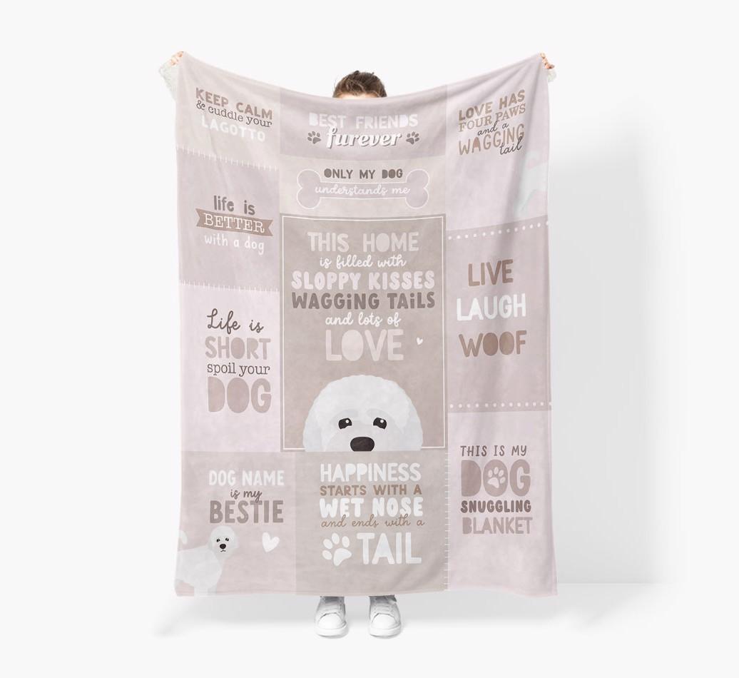 Patchwork Quotes: Personalized {breedFullName} Premium Sherpa Fleece Blanket