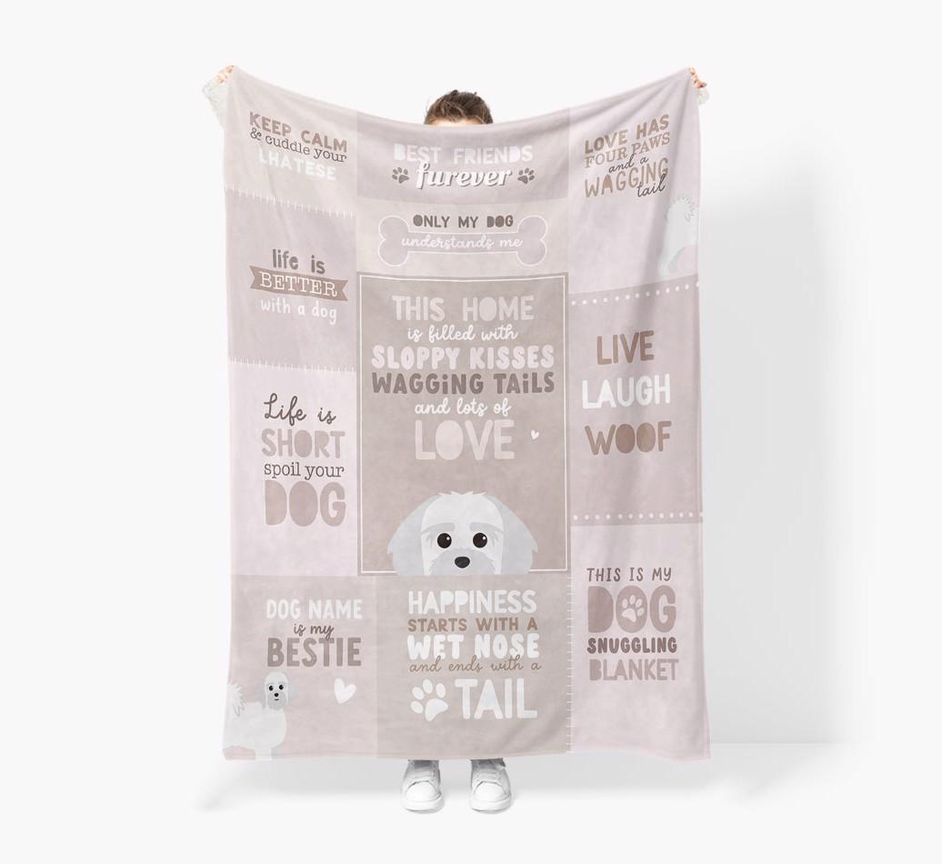 Patchwork Quotes: Personalized {breedFullName} Premium Sherpa Fleece Blanket