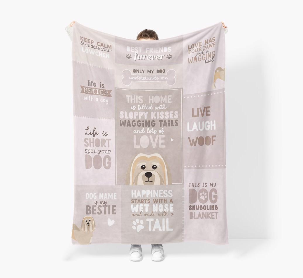 Patchwork Quotes: Personalized {breedFullName} Premium Sherpa Fleece Blanket
